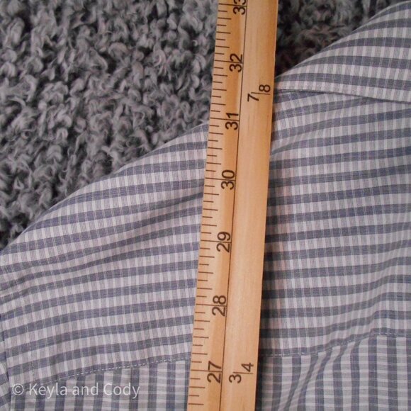 CALVIN Klein Button Down Dress Shirt Gray and White Pattern Men's Size 16 34/35 - Picture 6 of 9